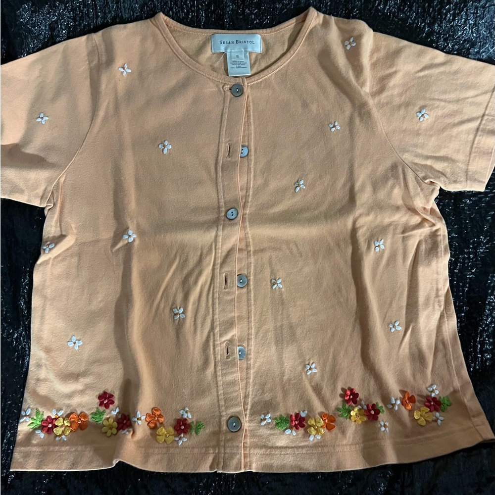 Susan Bristol short sleeve button-up top